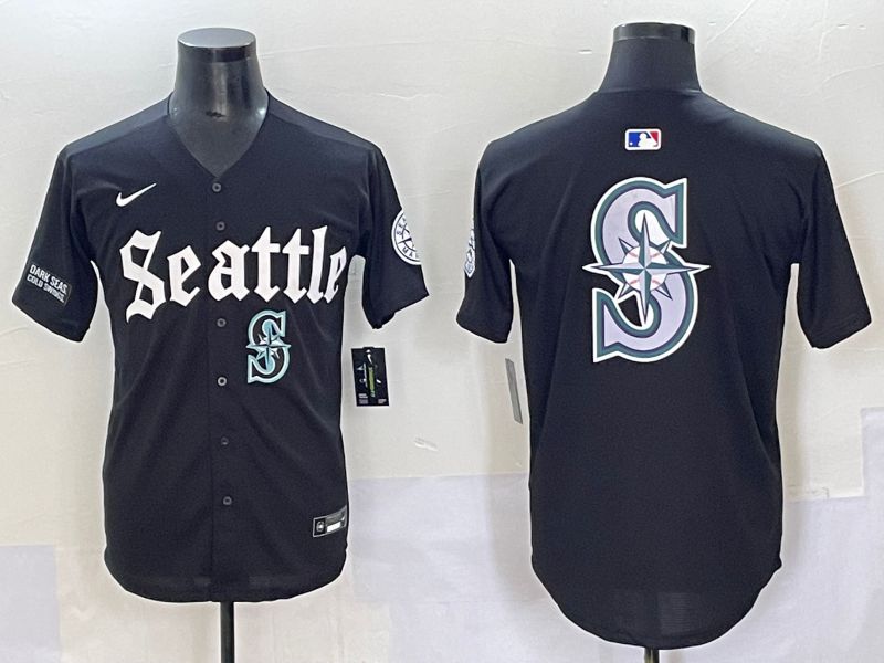 Men 2025 Seattle Mariners Blank black Five generations Joint Name Nike MLB Jersey style 19->seattle mariners->MLB Jersey